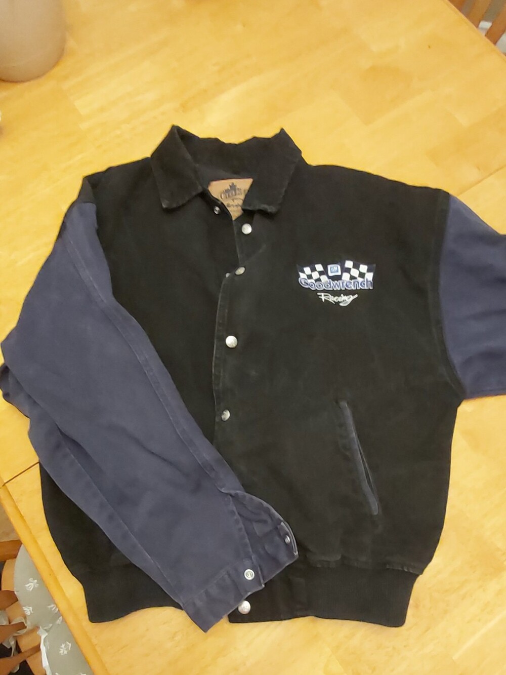 Racing Black Body Navy Sleeve Bomber Jacket With Goodwrench Racing Logo